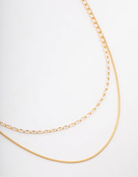 Gold Plated Cubic Zirconia Dainty Baguette Layered Necklace - link has visual effect only
