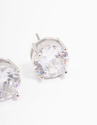 Rhodium Cubic Zirconia Round Statement Stud Earrings - link has visual effect only