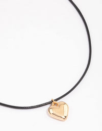 Gold Large Puffy Heart Pendant Necklace - link has visual effect only