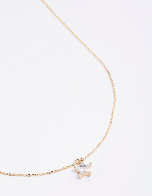 Gold Diamante Mini Star Necklace