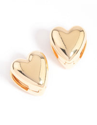 Gold Plated Heart Huggie Earrings - link has visual effect only