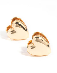 Gold Plated Heart Huggie Earrings - link has visual effect only