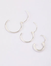 Sterling Silver Mixed Thick Hoop Earrings Pack - link has visual effect only
