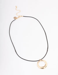 Gold Cord Metal Circle Pendant Necklace - link has visual effect only