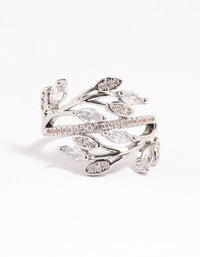 Rhodium Leafy Vine Cubic Zirconia Ring - link has visual effect only