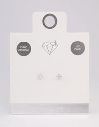 Sterling Silver Cubic Zirconia Stud Earrings - link has visual effect only