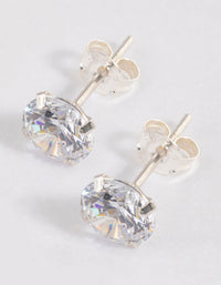 Sterling Silver Cubic Zirconia Simple Stud Earrings - link has visual effect only