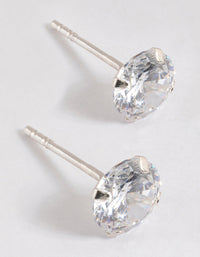 Sterling Silver Cubic Zirconia Simple Stud Earrings - link has visual effect only