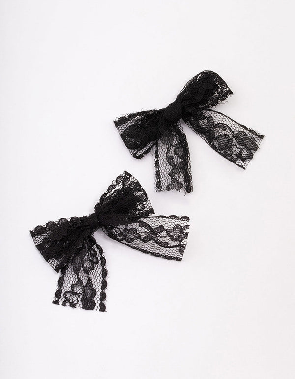 Black Lace Hair Bow Pack