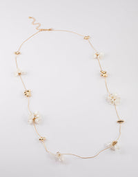 Gold Multi Pearl Charm Long Necklace - link has visual effect only