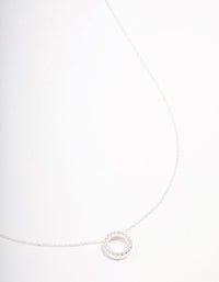 Sterling Silver Pave Circle Pendant Necklace - link has visual effect only