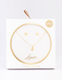 Gold Plated Sterling Silver Butterfly Jewellery Set - link has visual effect only