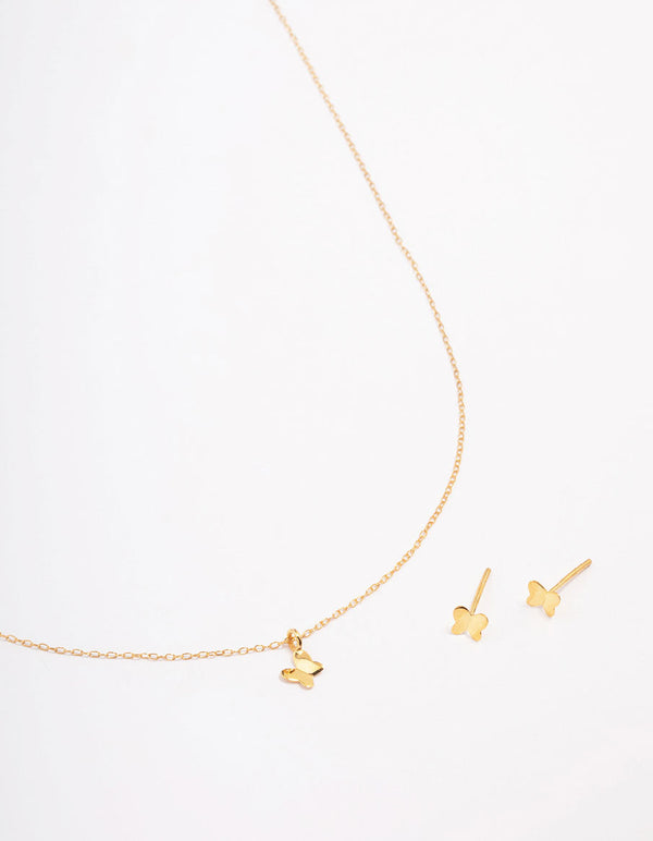 Gold Plated Sterling Silver Butterfly Jewellery Set