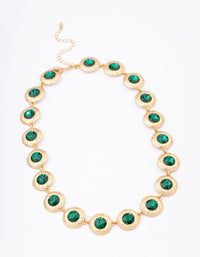 Gold Hammered Diamante Round Short Necklace - link has visual effect only