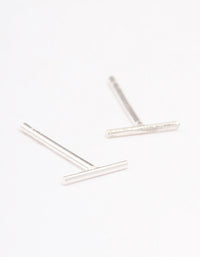 Sterling Silver Plain Bar Stud Earrings - link has visual effect only