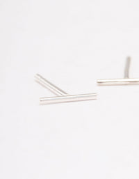 Sterling Silver Plain Bar Stud Earrings - link has visual effect only