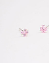 Sterling Silver Pink Pastel Stud Earrings - link has visual effect only