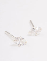 Sterling Silver Oval Cubic Zirconia Stud Earrings - link has visual effect only