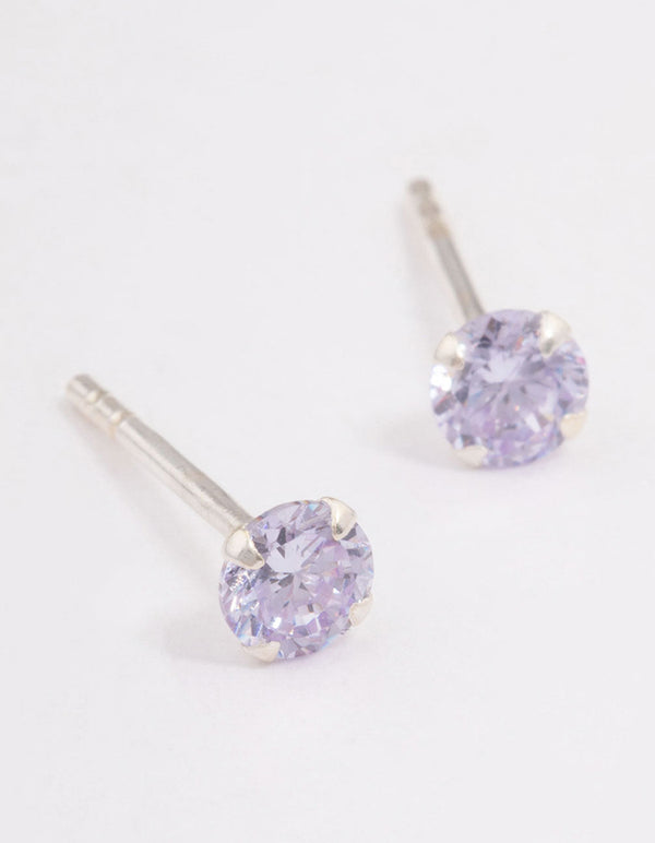Sterling Silver Lilac Stud Earrings