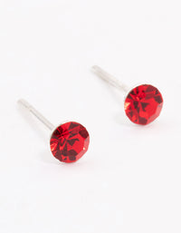 Sterling Silver Red Diamante Stud Earrings - link has visual effect only