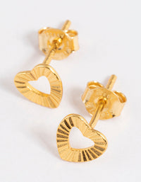 Gold Plated Sterling Silver Sunray Heart Stud Earrings - link has visual effect only