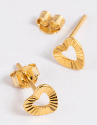 Gold Plated Sterling Silver Sunray Heart Stud Earrings - link has visual effect only