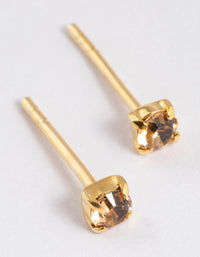 Gold Plated Sterling Silver Diamante Stud Earrings - link has visual effect only