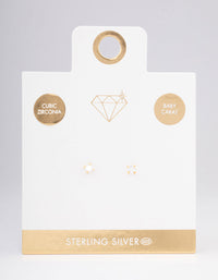 Gold Plated Sterling Silver Baby Pear Cubic Zirconia Stud Earrings - link has visual effect only