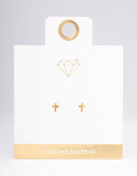 Gold Plated Sterling SIlver Mini Cross Stud Earrings - link has visual effect only
