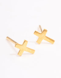 Gold Plated Sterling SIlver Mini Cross Stud Earrings - link has visual effect only