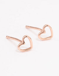 Rose Gold Plated Sterling Silver Open Heart Stud Earrings - link has visual effect only
