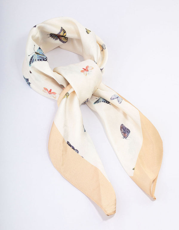 Fabric Yellow Butterfly Printed Scarf