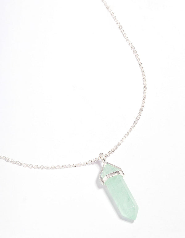 Silver Green Fluorite Shard Pendant Necklace