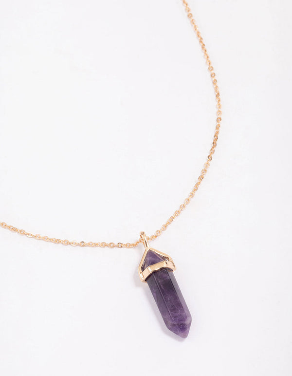 Gold Amethyst Pendant Necklace
