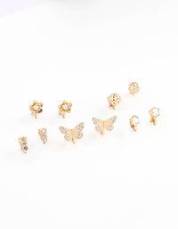 Gold Diamante Butterfly Diamante Clip On Earring 8-Pack - link has visual effect only