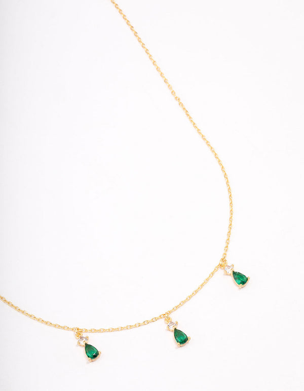 Gold Plated Triangular Pear Drop Necklace