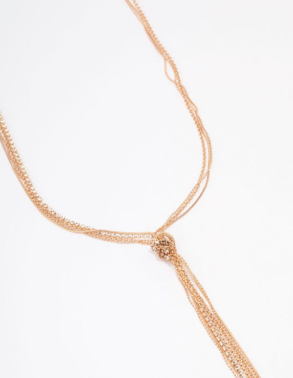 Gold Mixed Chain & Cupchain Long Necklace