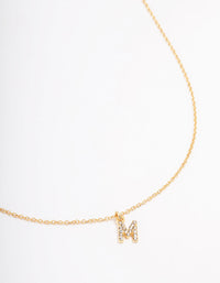 Letter M Gold Plated Initial Pendant Necklace - link has visual effect only