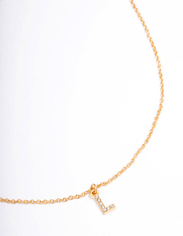 Letter L Gold Plated Initial Pendant Necklace