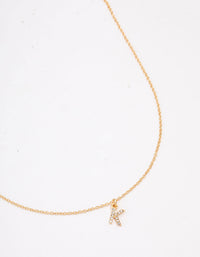 Letter K Gold Plated Initial Pendant Necklace - link has visual effect only