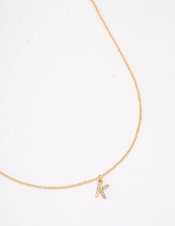 Letter K Gold Plated Initial Pendant Necklace