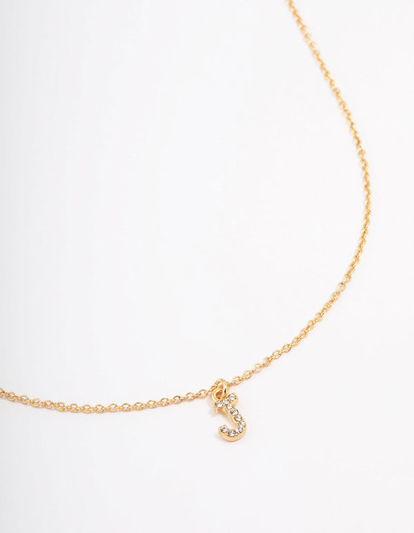 Letter J Gold Plated Initial Pendant Necklace