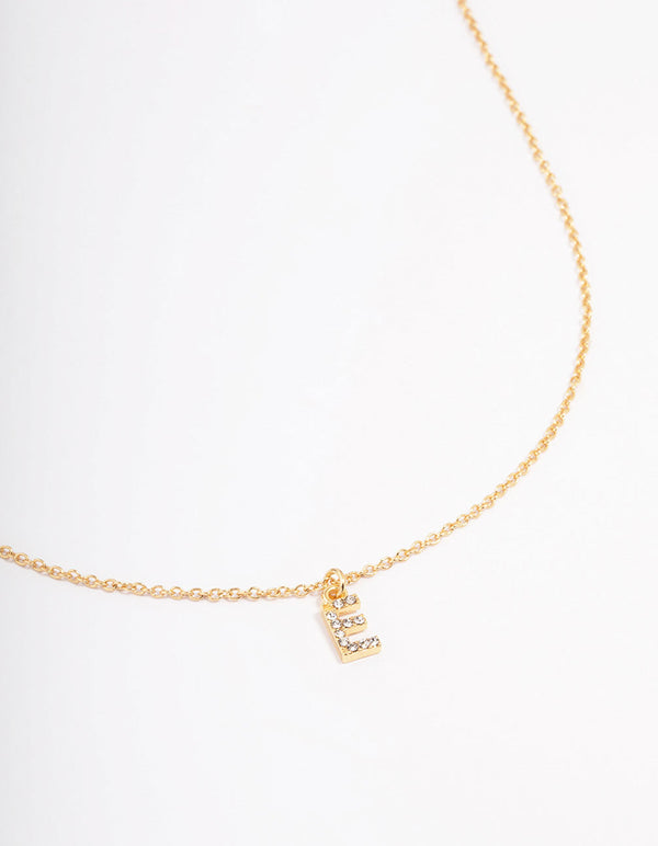 Letter E Gold Plated Initial Pendant Necklace