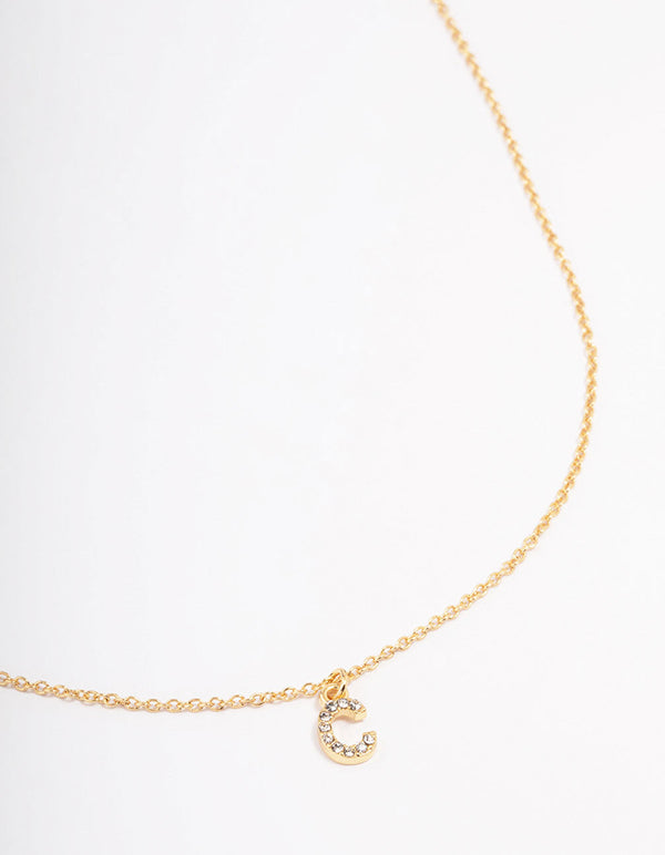 Letter C Gold Plated Initial Pendant Necklace