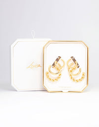 Gold Plated Textured Hoop Earring 3-Pack - link has visual effect only