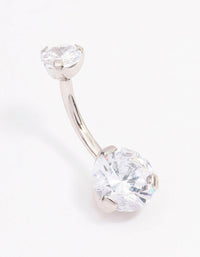 Surgical Steel Double Round Cubic Zirconia Belly Ring - link has visual effect only
