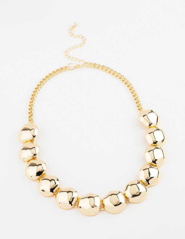 Gold Plated Dome Cupchain Curb Pendant Necklace - Lovisa