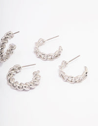 Rhodium Mixed Hoop Earrings 3-Pack - link has visual effect only