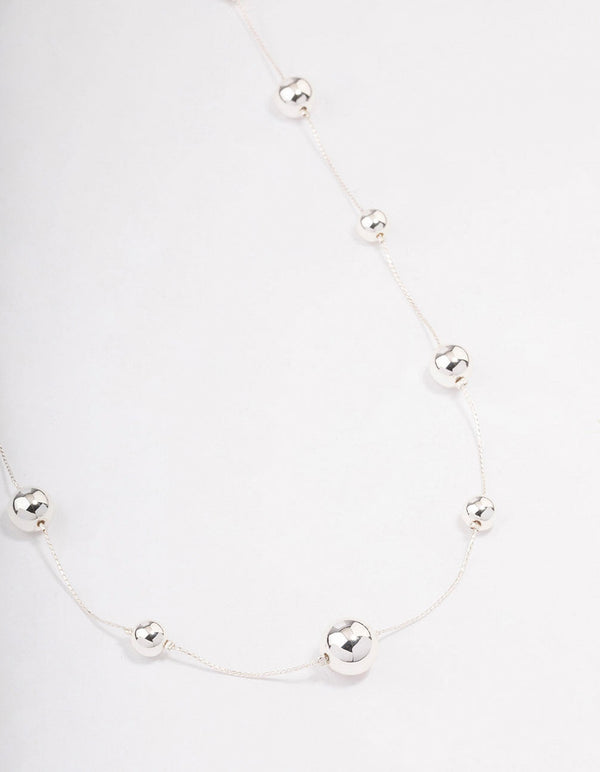 Rhodium Molten Ball Long Necklace