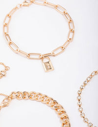 Gold Diamante Locket Anklet & Bracelet - link has visual effect only